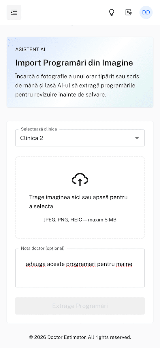 Doctor Estimator — AI procesează și programează procedurile